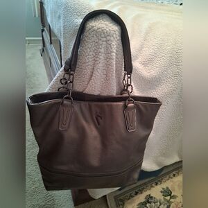 Simply Vera Wang Bronze/Brown Leather Tote Bag
